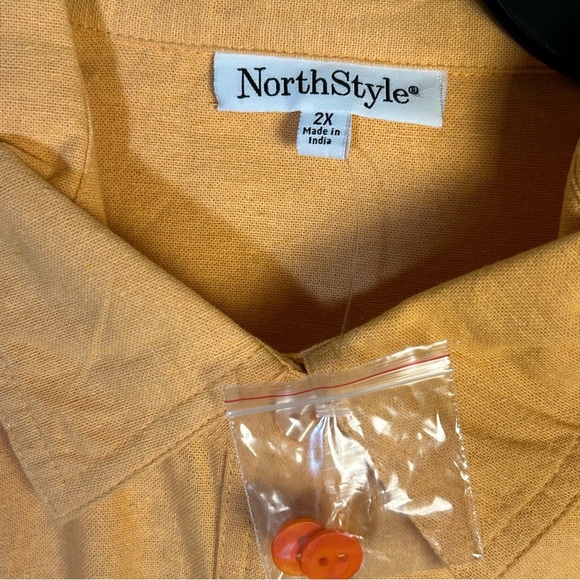 NEW NorthStyle Tunic Top 2X Goldenrod Button Front Blouse Cotton Rayon Boxy Fit - Picture 3 of 10